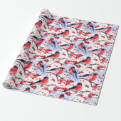 Retro Chic Christmas Bullfinch Birds Holiday Gift Geschenkpapier (Ungerollt)