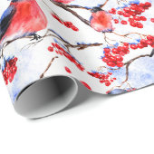 Retro Chic Christmas Bullfinch Birds Holiday Gift Geschenkpapier (Rolleneckpunkt)
