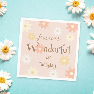 Retro Chic Daisy Blume Niedlich Einmal Geburtstag Serviette