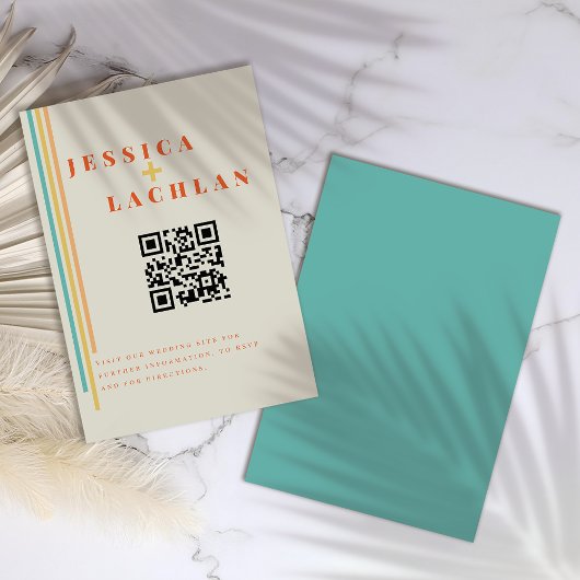 Retro Chic Design mit farbenfrohen Streifen Hochze Begleitkarte