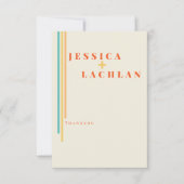 Retro Chic Design mit farbenfrohen Streifen Hochze Dankeskarte (Vorderseite)