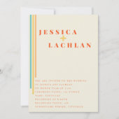 Retro Chic Design mit farbenfrohen Streifen Hochze Einladung (Vorderseite)