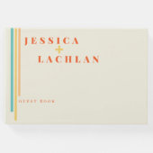 Retro Chic Design mit farbenfrohen Streifen Hochze Gästebuch (Vorderseite)