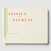 Retro Chic Design mit farbenfrohen Streifen Hochze Gästebuch (Vorderseite)