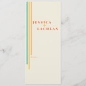 Retro Chic Design mit farbenfrohen Streifen Hochze Menükarte (Vorderseite)