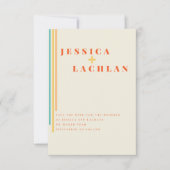 Retro Chic Design mit farbenfrohen Streifen Hochze Save The Date (Vorderseite)