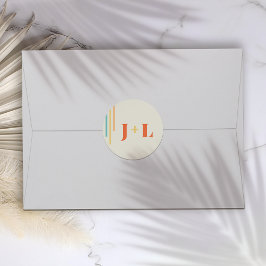 Retro Chic Design mit farbenfrohen Streifen Runder Aufkleber