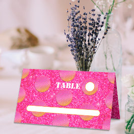 Retro Chic Disco Balls Hot Pink und Orange Wedding Platzkarte