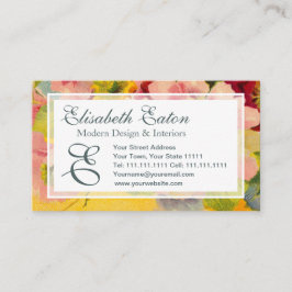 Retro Chic Elegante Rosa Vintage Blumenprirosen Visitenkarte