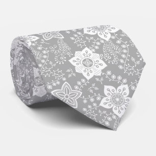 Retro-Chic-elegante-weiße-Blumen-Kunst-Muster Krawatte