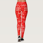 Retro Chic Fa la Script Red Leggings (Rückseite)