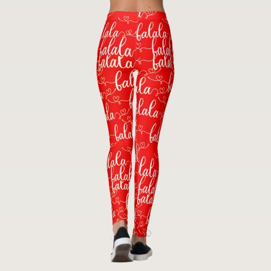 Retro Chic Fa la Script Red Leggings (Rückseite)