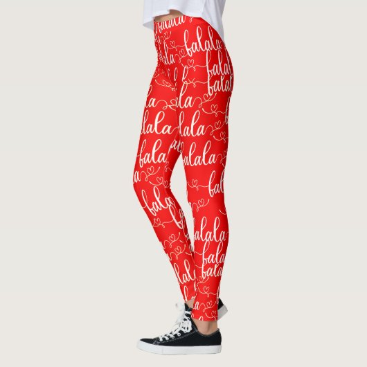 Retro Chic Fa la Script Red Leggings (Links)