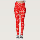 Retro Chic Fa la Script Red Leggings (Vorderseite)