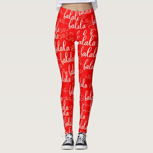 Retro Chic Fa la Script Red Leggings (Vorderseite)
