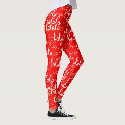 Retro Chic Fa la Script Red Leggings (Rechts)