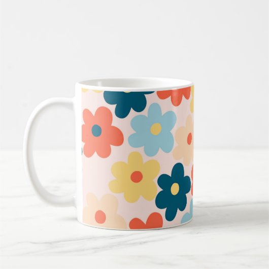 Retro Chic farbenfroh floral Vibrant Y2K Inspirier Kaffeetasse (Links)