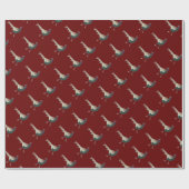 Retro chic fasant vogel Merlot Red Wrapping Papier Geschenkpapier (Flach)