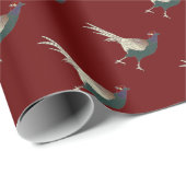 Retro chic fasant vogel Merlot Red Wrapping Papier Geschenkpapier (Rolleneckpunkt)
