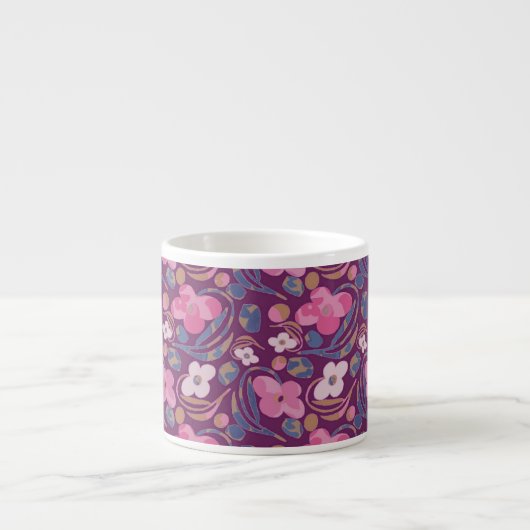 Retro Chic Floral Muster Espressotasse (Vorderseite)