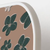 Retro Chic Floral Tan Brown Pickleball Paddle (Linke Seite)