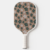 Retro Chic Floral Tan Brown Pickleball Paddle (Rückseite)