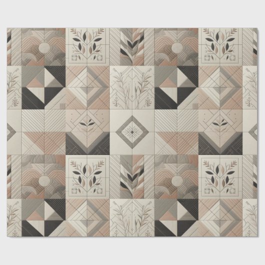Retro Chic Geometric Elegantes Tribal Muster Geschenkpapier (Flach)