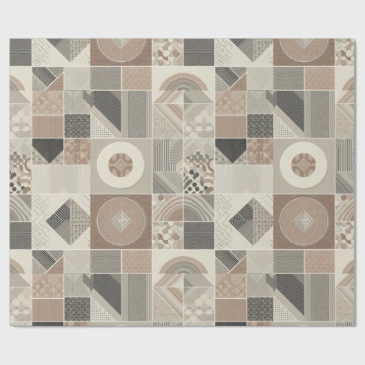 Retro Chic Geometric Elegantes Tribal Muster Geschenkpapier (Flach)