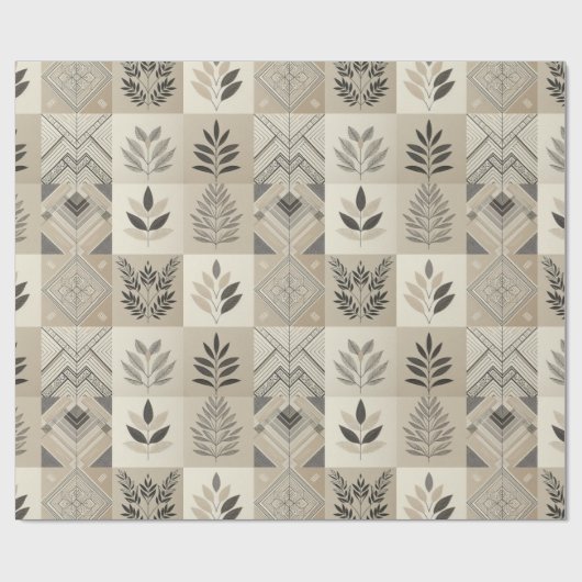 Retro Chic Geometric Elegantes Tribal Muster Geschenkpapier (Flach)