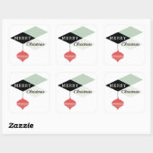 Retro Chic Geometric Frohe Weihnachten Quadratischer Aufkleber (Blatt)