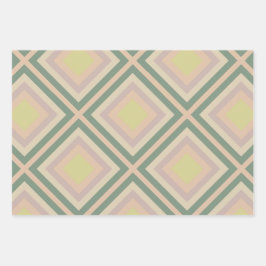 Retro Chic Geometric Lemon Pastel Geschenkpapier Set
