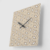 Retro Chic Gray Beige Taupe Brown Mandala Muster Quadratische Wanduhr (Winkel)