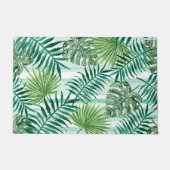 Retro Chic Green Palm Blätter Wasserfarben Kunst Fußmatte (Vorderseite)