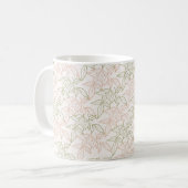 Retro Chic Green Pink Floral Kaffeetasse (Vorderseite Links)