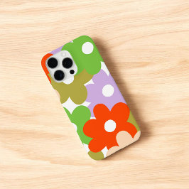Retro Chic Green, Red & Lila Floral Muster iPhone 16 Pro Max Hülle