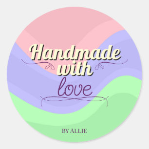 Retro-Chic-Handmade-with-Love-Personalisierter-Auf Runder Aufkleber