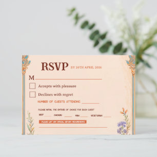Retro-Chic-Hochzeits-Antwortkarte RSVP Karte