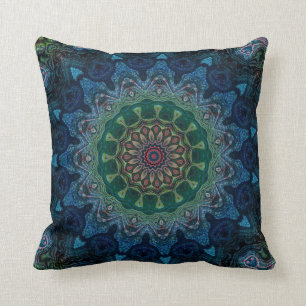 Retro Chic Hübsche blaue Navy Florale persische Ma Kissen