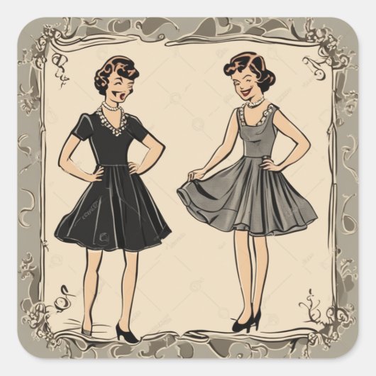 Retro Chic LBD Art Sticker (Vorderseite)