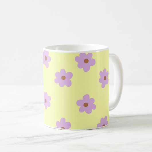 Retro Chic Lila Gelb bläserne Funky Y2K Kaffeetasse (VorderseiteRechts)