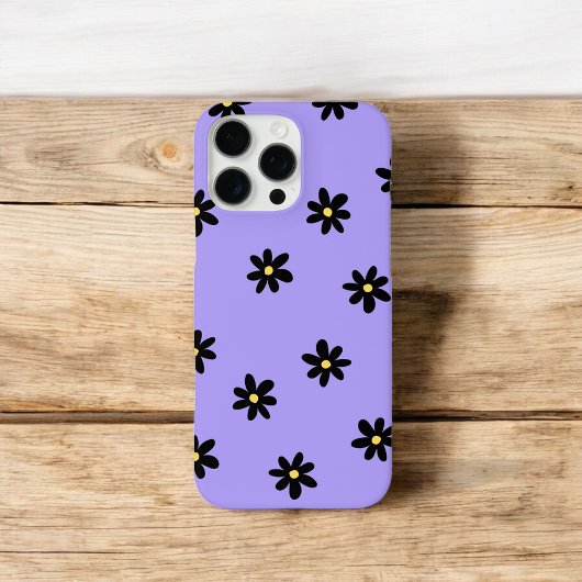 Retro Chic Lila & Schwarz Floral Muster Whimsical Case-Mate iPhone Hülle