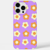 Retro Chic Lila und Orange Blumenmuster Case-Mate iPhone Hülle (Rückseite)