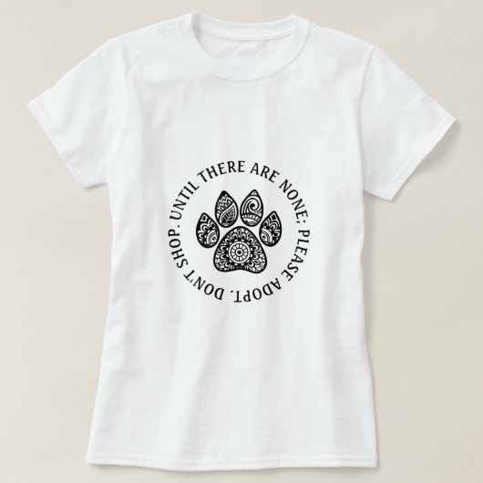 Retro Chic Mandala Paw Print Pet Adoption Weiß T-Shirt (Design vorne)