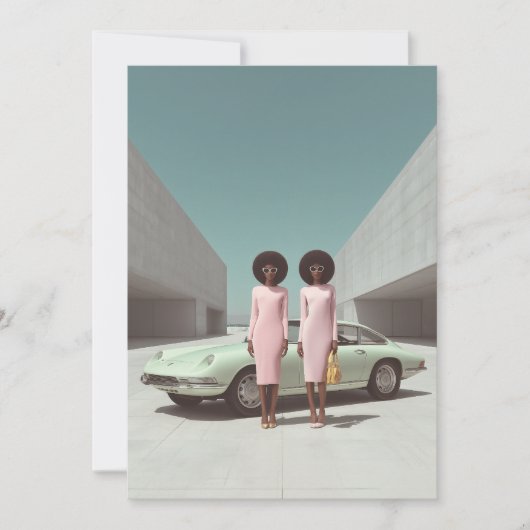 Retro Chic Minimalistisch Twins Einladung (Vorderseite)