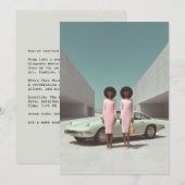 Retro Chic Minimalistisch Twins Einladung (Vorne/Hinten)