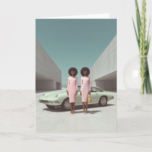 Retro Chic Minimalistisch Twins Einladung (Vorderseite)