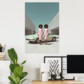 Retro Chic Minimalistisch Twins Poster (Heimbüro)