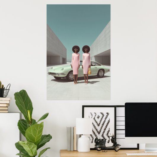 Retro Chic Minimalistisch Twins Poster (Heimbüro)