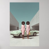 Retro Chic Minimalistisch Twins Poster (Vorne)