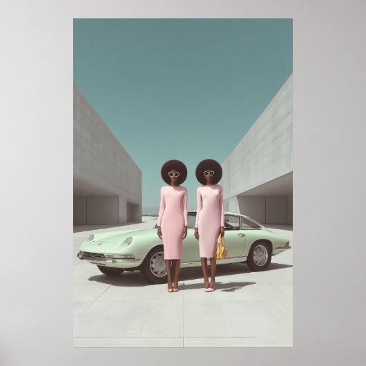 Retro Chic Minimalistisch Twins Poster (Vorne)